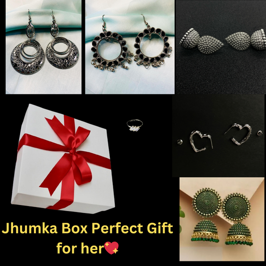 (Surprise Jhumka Box) Jhumka Gift Box Royal 5 Jhumkas With Free  Ring & Your Note